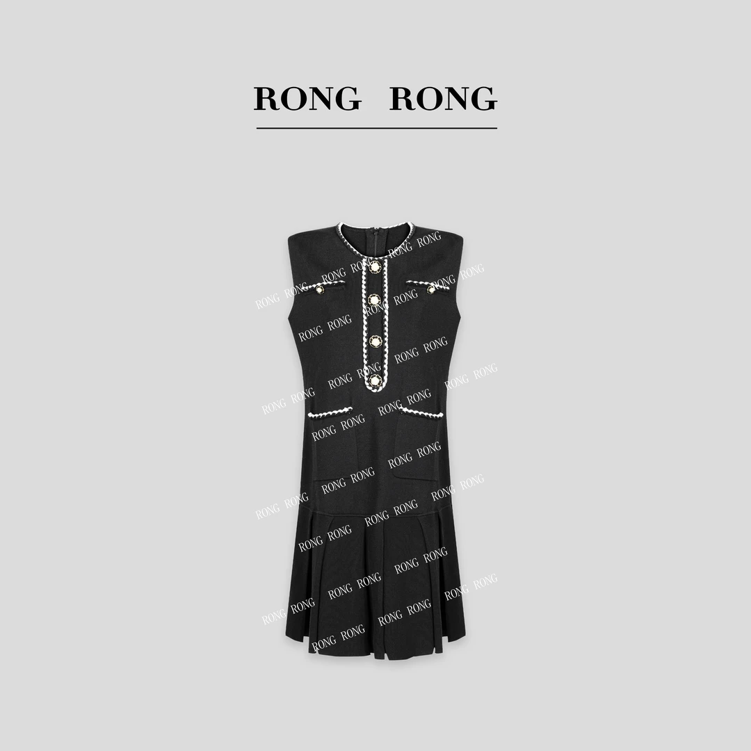 溶溶W【日暮香风】RONGRONG  重工撞色小香风连衣裙A8019-6.17 L02