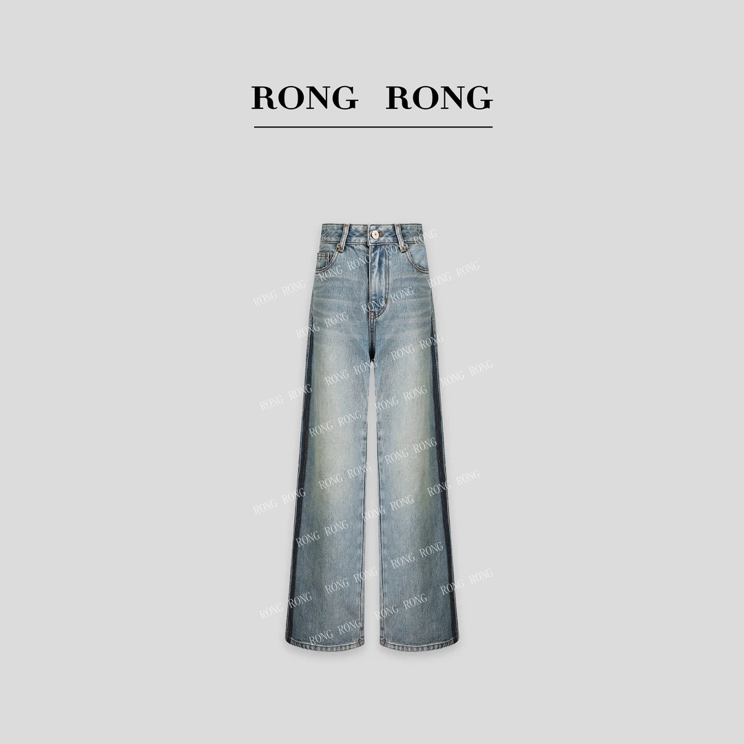 溶溶T【怀旧质感】RONGRONG 100棉绣花走线工艺牛仔裤A74-7.27 K001