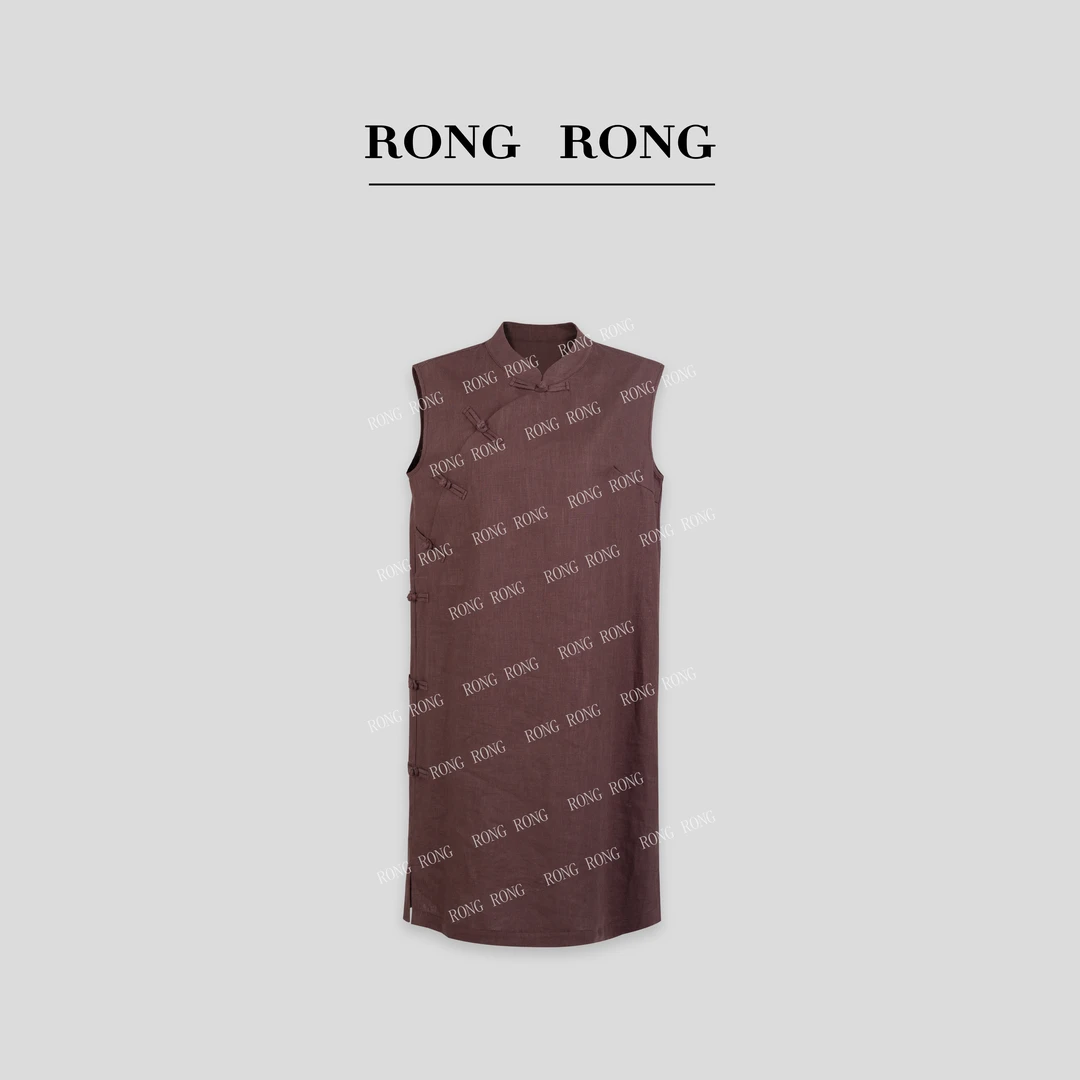 溶溶w【东方红美人】RONGRONG 苎麻盘扣连衣裙ZFX6L5752A- L001