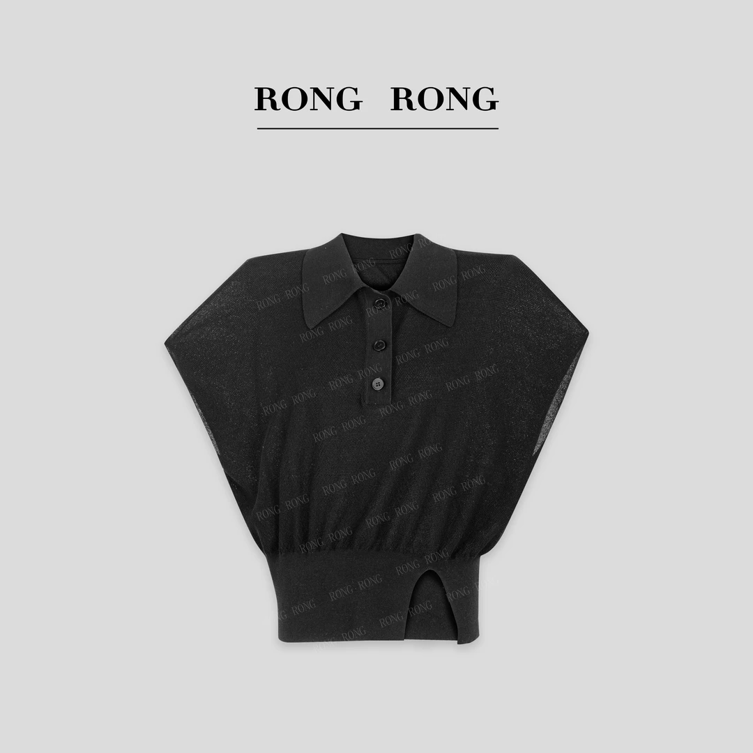 溶溶T【休闲午后】RONG100莱赛尔POLO领针织上衣C-L206338-5.10S01