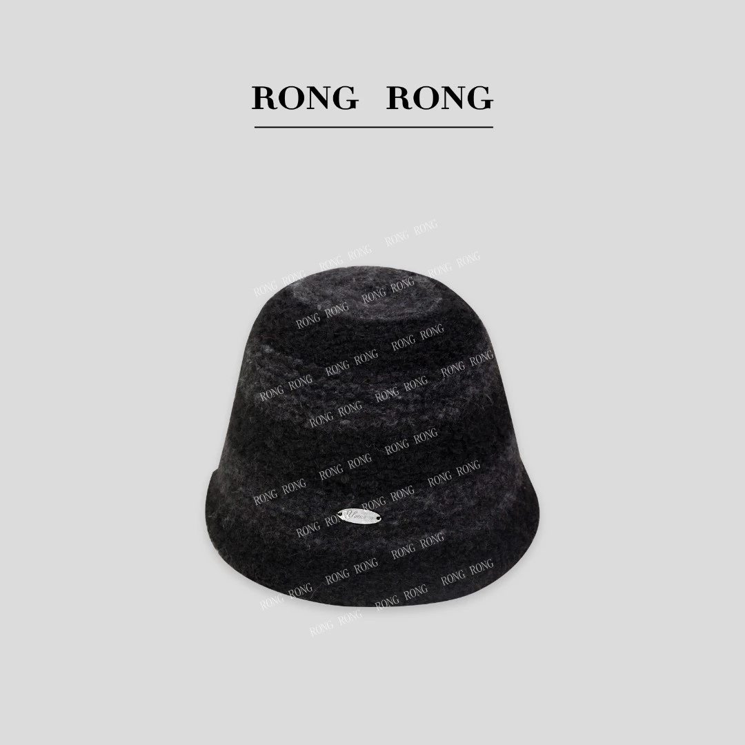 溶溶RONGRONG 绵羊毛撞色拼接复古针织帽 45073