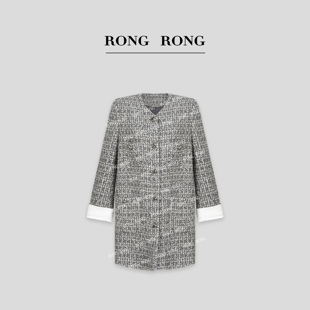 溶溶T【银河星序】RONGRONG绵羊毛V领肌理感小香风外套NAROWMC027G5