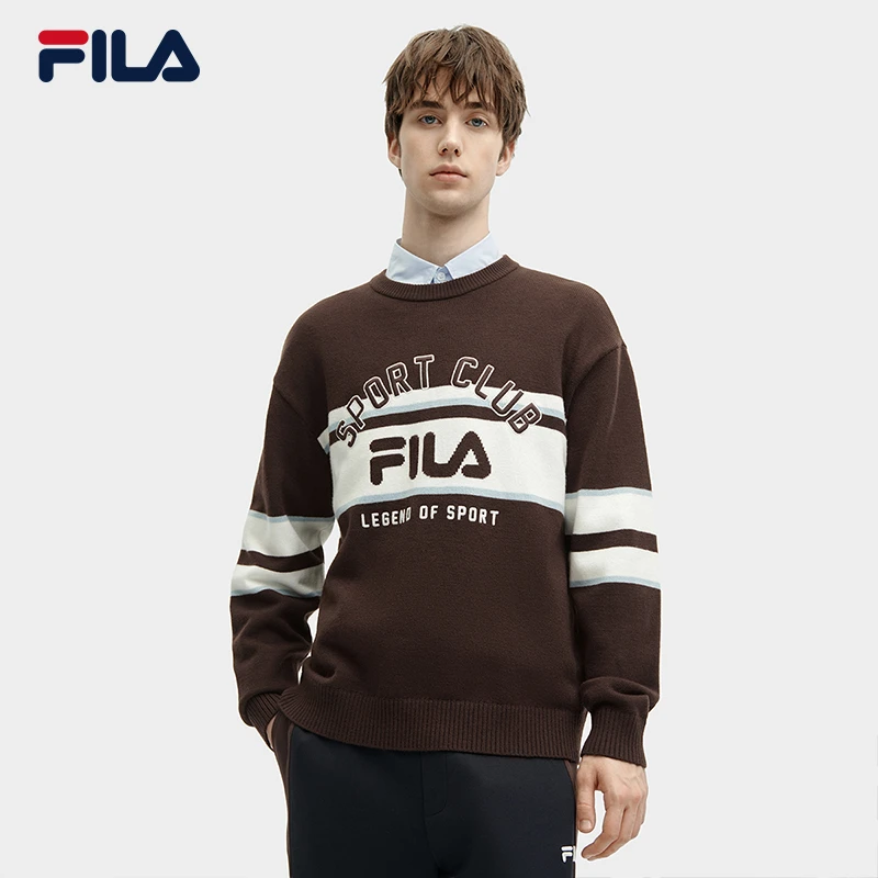 Fila/斐乐男士【宽松条纹编织衫】秋冬舒适休闲运动毛衣F11M419401F