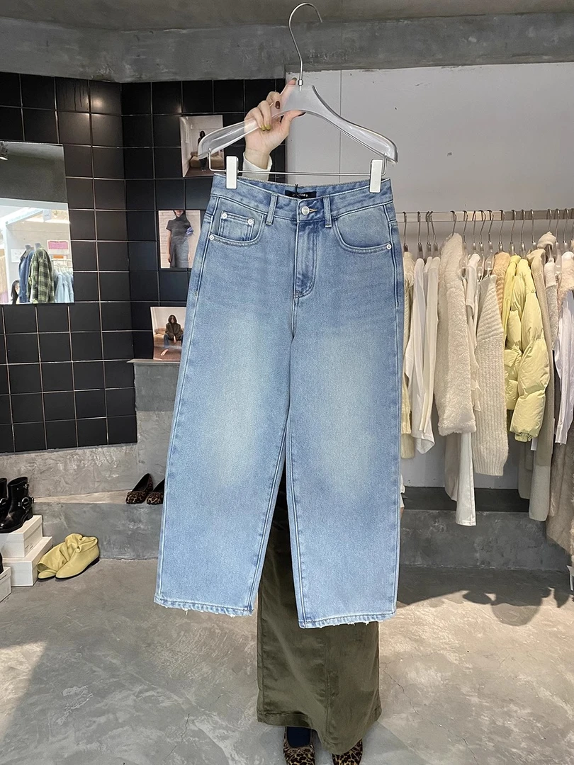 【清】NO退换ONEXH·IN choose u2024冬显瘦直筒牛仔裤女韩系休闲裤