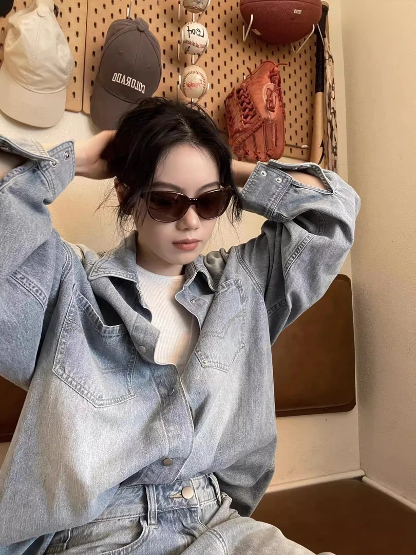 【清】NO退换ONEXH·IN choose u2024长袖衬衫+显瘦半身裙牛仔裙套装