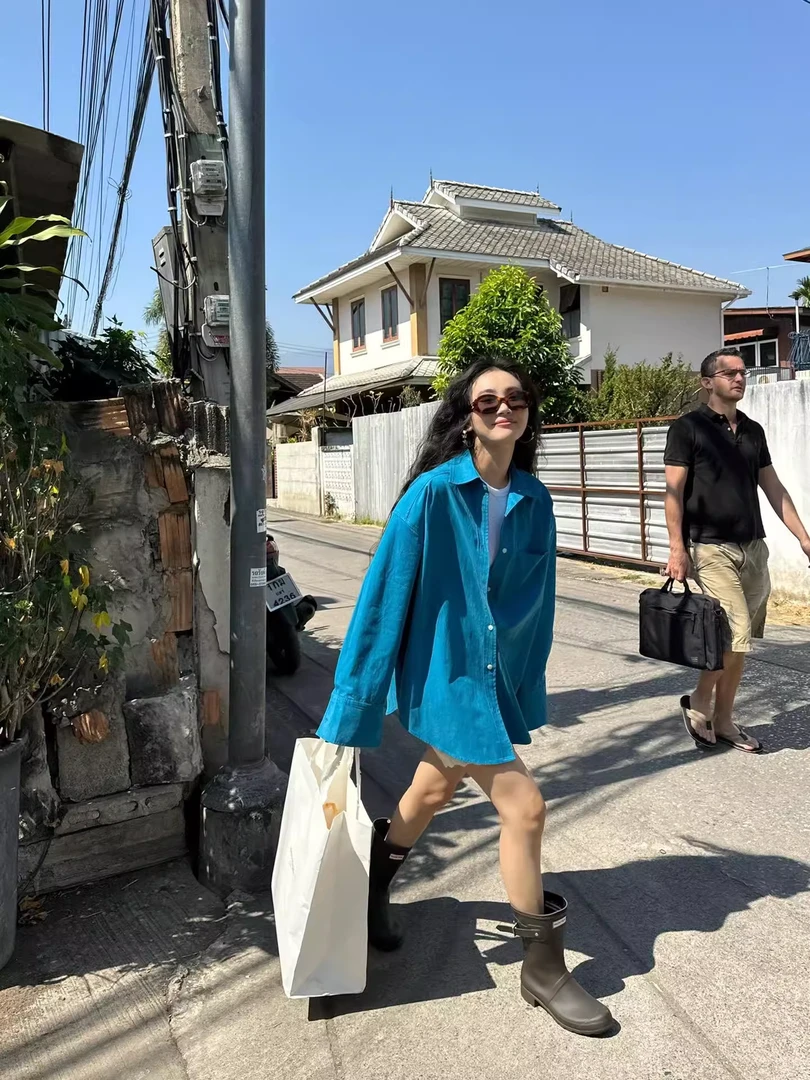 【清】NO退换ONEXH·IN choose u2024春高品质衬宽松韩版中长款衬衫