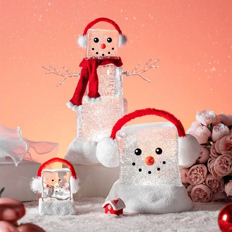 圣诞节雪花水晶球八音盒送儿童女孩女朋友音乐盒冰块雪人生日礼物