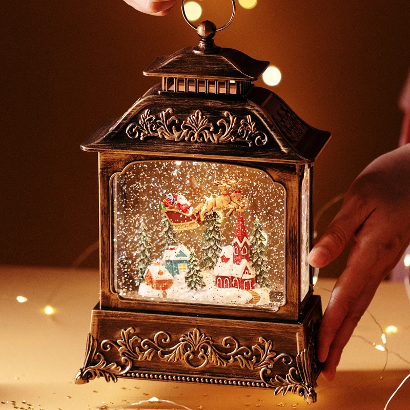 圣诞节八音盒圣诞老人音乐盒女孩生日礼物可旋转复古礼品手工设计