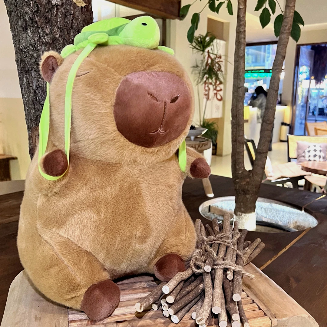 CAPYBARA卡皮巴拉带乌龟40cm卡皮巴拉毛绒玩具可爱水豚抱枕玩偶送