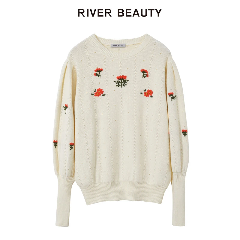 【粉丝专享】RB 时尚白色圆领长袖毛衣  QZ21337089