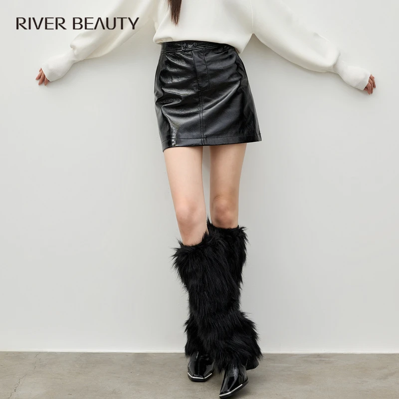 【黄蓉推荐】RB 瑞芙漓冬季新款甜酷时尚皮质半身裙 RQ22417030