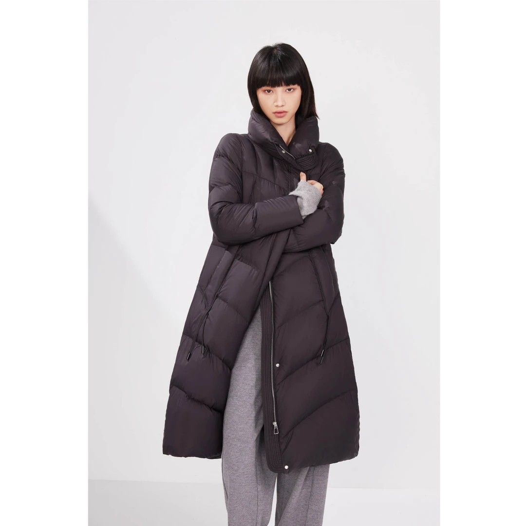 RB 防风保暖过膝加厚休闲立领宽松中长款羽绒服  QY01445052