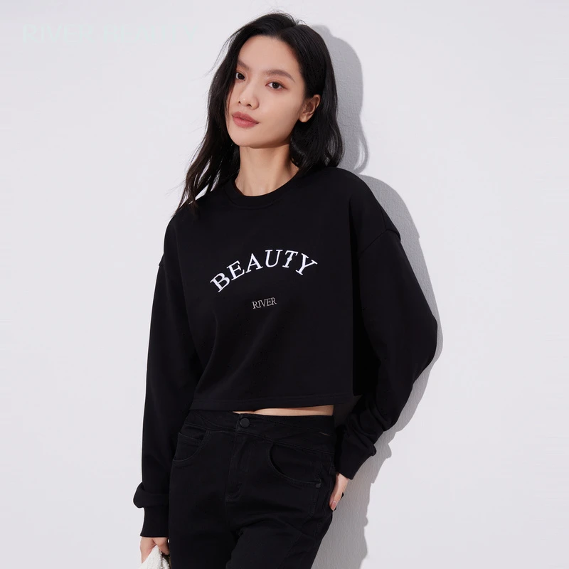 【CC专属】RB 女装新款字母印花短卫衣女上衣 RW01137763