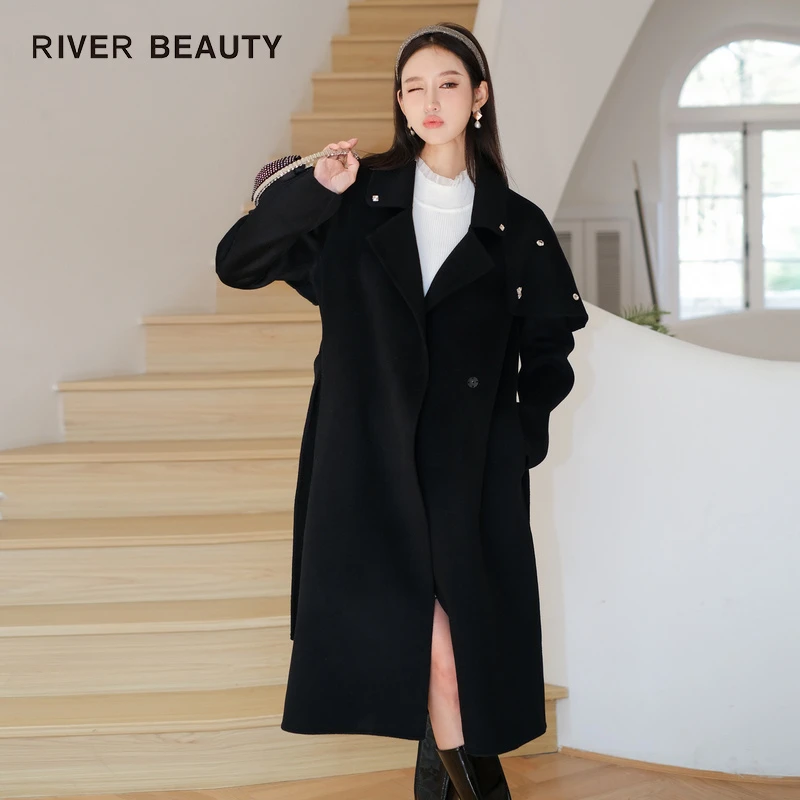 【黄蓉推荐】RB 轻奢绵羊毛时尚气质设计师中长款女大衣 QD21439643