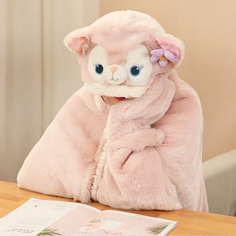 可爱卡通小狐狸披肩玲琳娜加厚兔贝尔毛绒连帽保暖披风斗篷