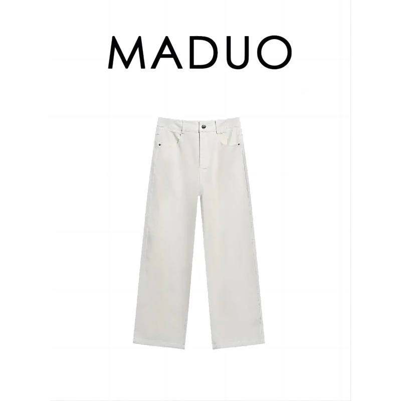 【MADUO】2024年新款百搭宽松设计师秋冬秋季休闲白牛仔裤FB6579008