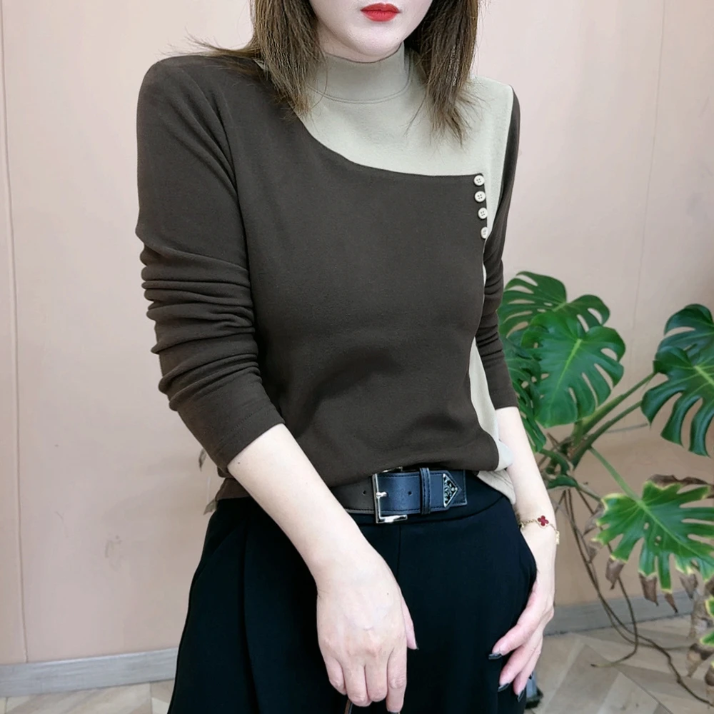 （元旦福利）2023冬季新品时尚打底衫加绒加厚保暖长袖T恤上衣3405