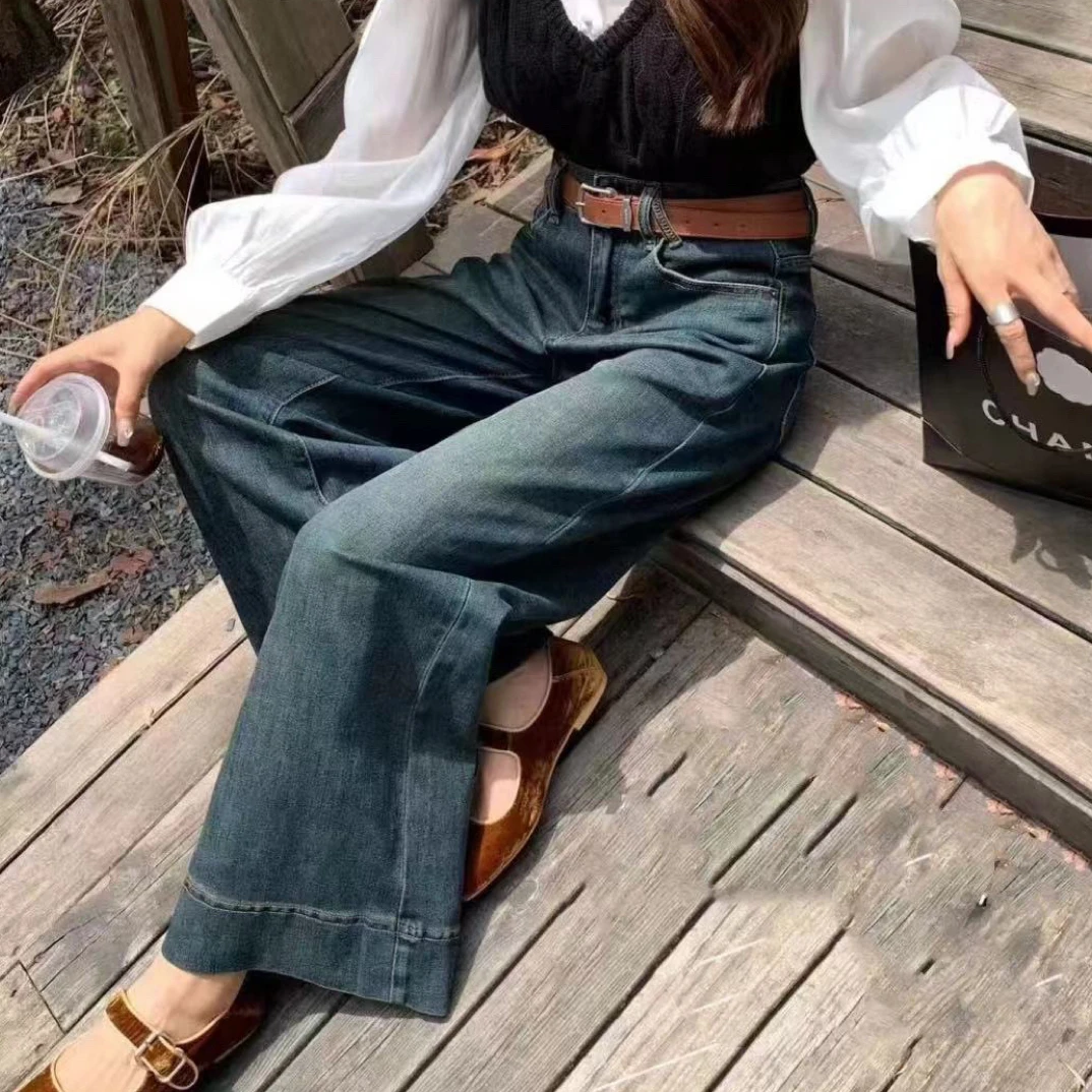 2024秋季新款时尚百搭复古休闲阔腿裤