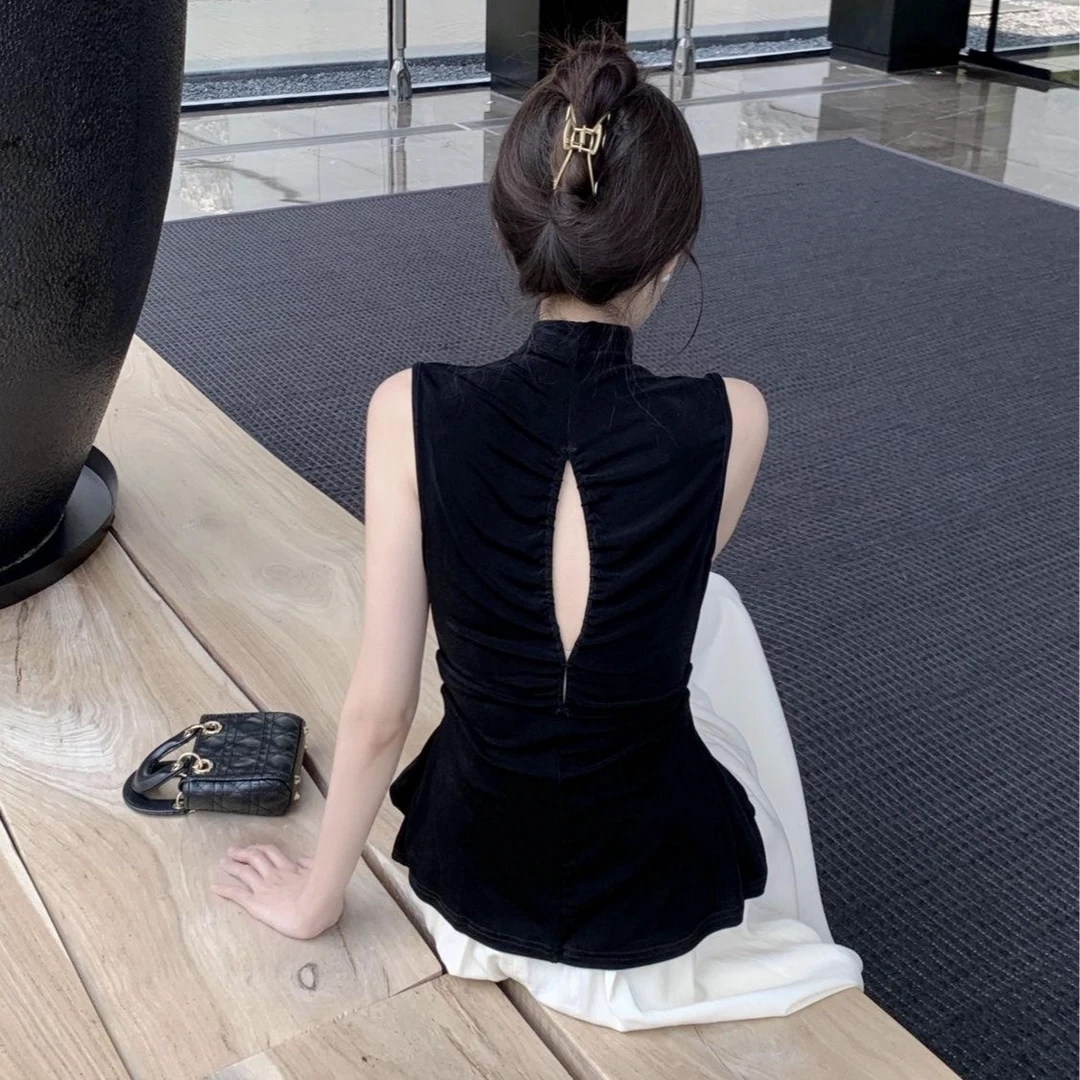 设计感小众法式坎肩小背心女夏季性感别致独特高级感后背开叉上衣