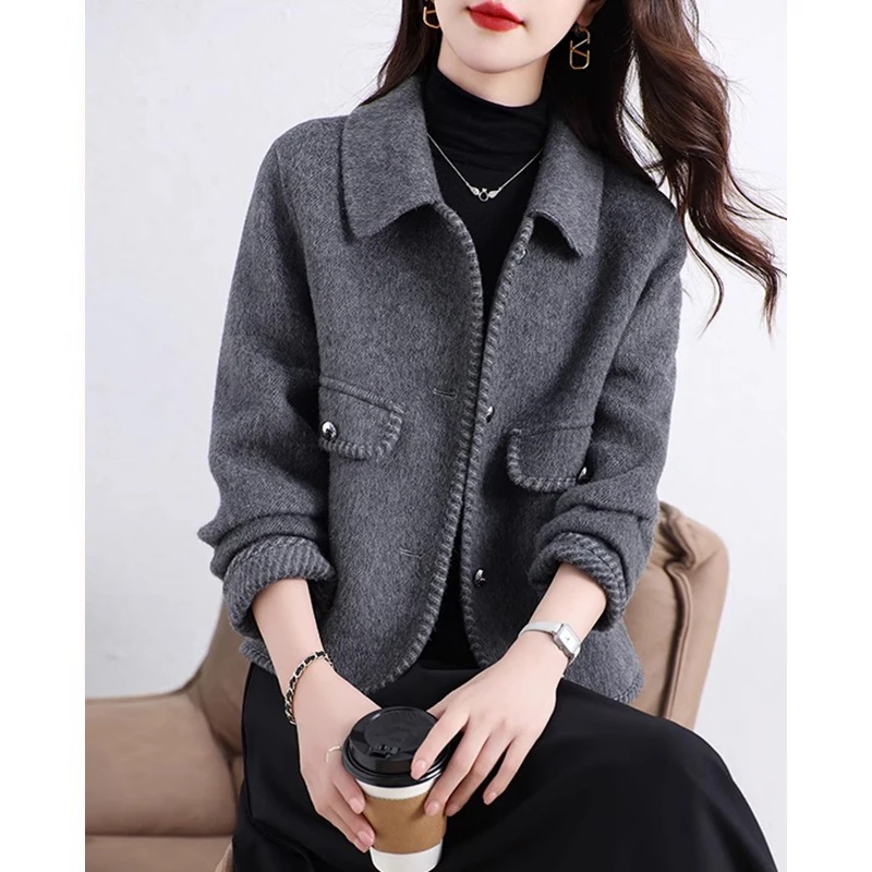 小香风双面毛呢外套女秋冬新款搞几个修身显瘦小个子减龄呢子大衣