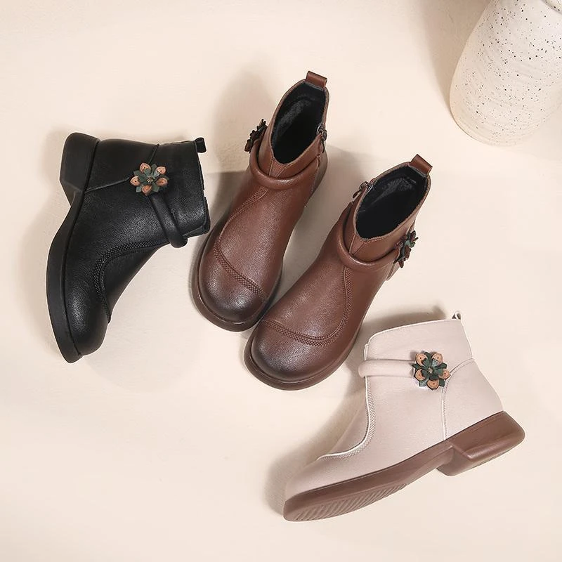 百丽荣华妈妈棉鞋2024冬新款短靴女大码加绒加厚中老年防滑雪地靴