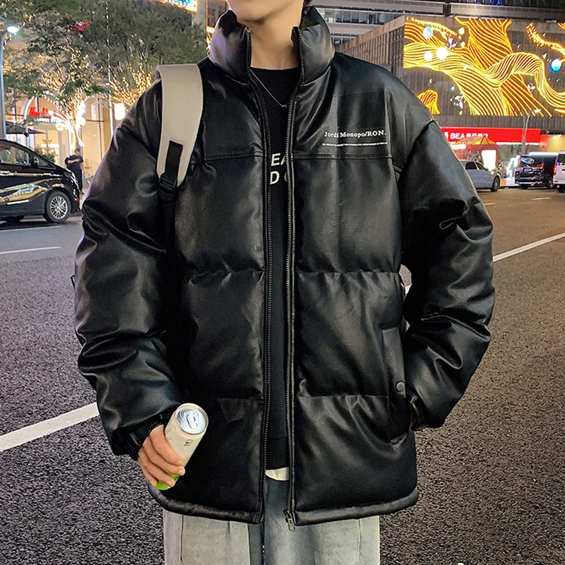 棉衣男生冬季加厚冬装外套立领潮牌pu皮棉袄帅气宽松棉服YF-M083S