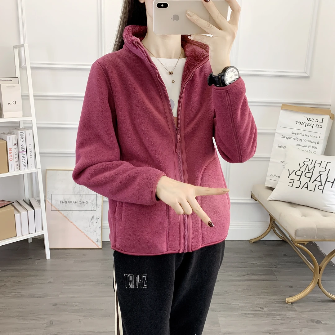 双面外穿加厚休闲款秋冬抓绒衣春秋运动外套摇粒绒女款户外保暖衣