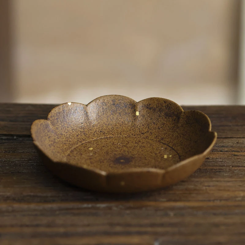 【小田甄陶】梅落壶承点金酱釉（Q2472）直径14CM