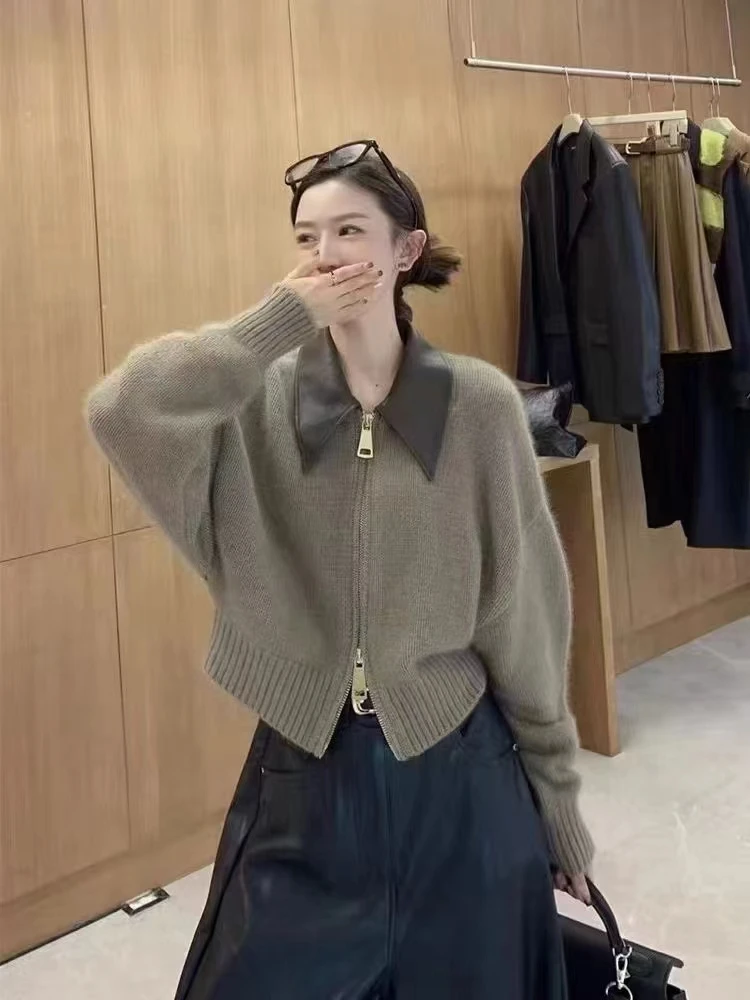慵懒风针织衫女2023秋季新款韩系高级感开衫毛衣宽松显瘦长袖上衣