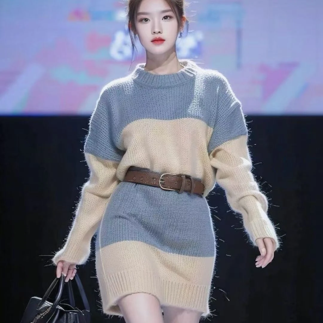 秋装新中式国风复古古风独特毛衣针织连衣裙子小个子高级感女装