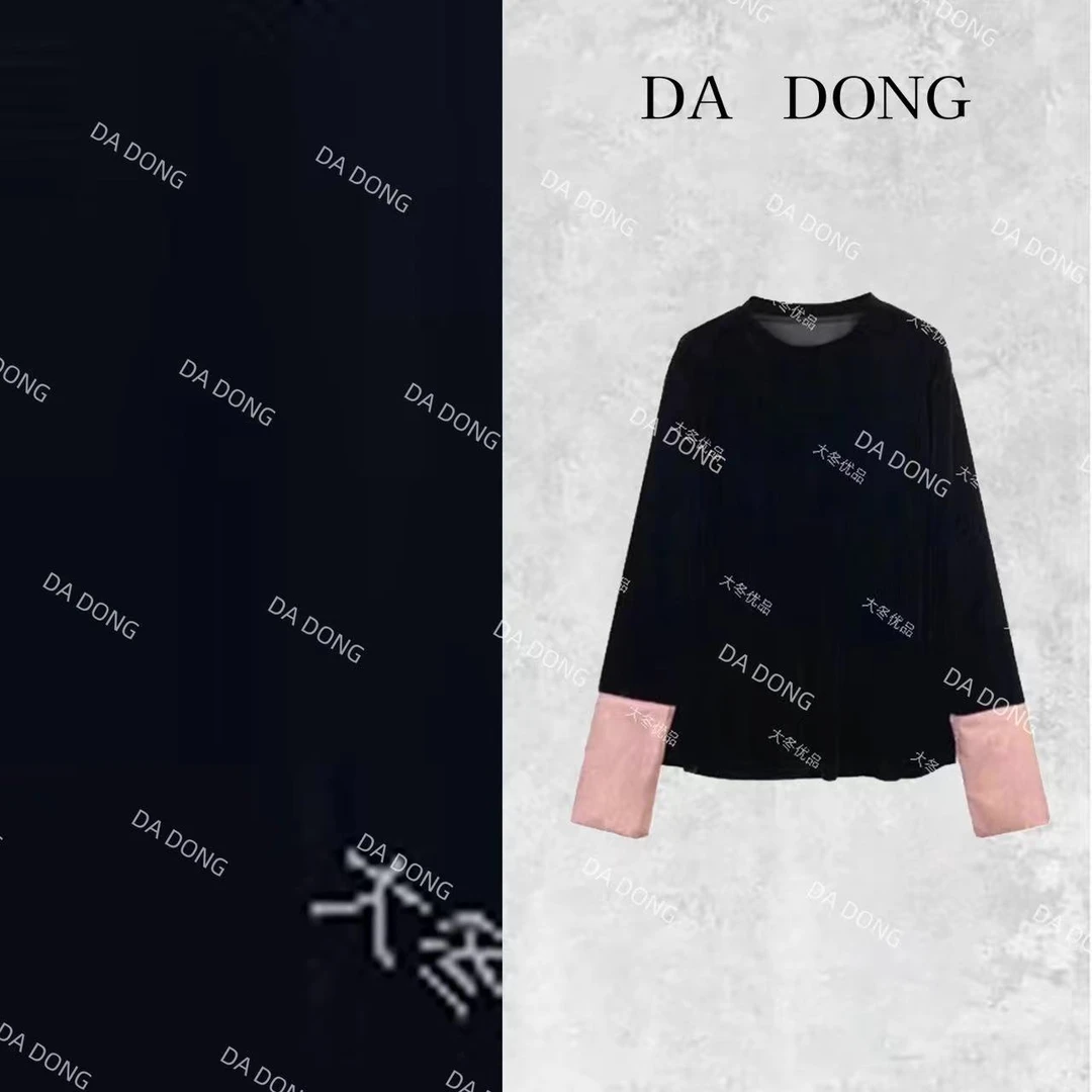 云中绿--2024中式时尚休闲百搭宽松圆领拼接气质长袖轻奢衬衫打底