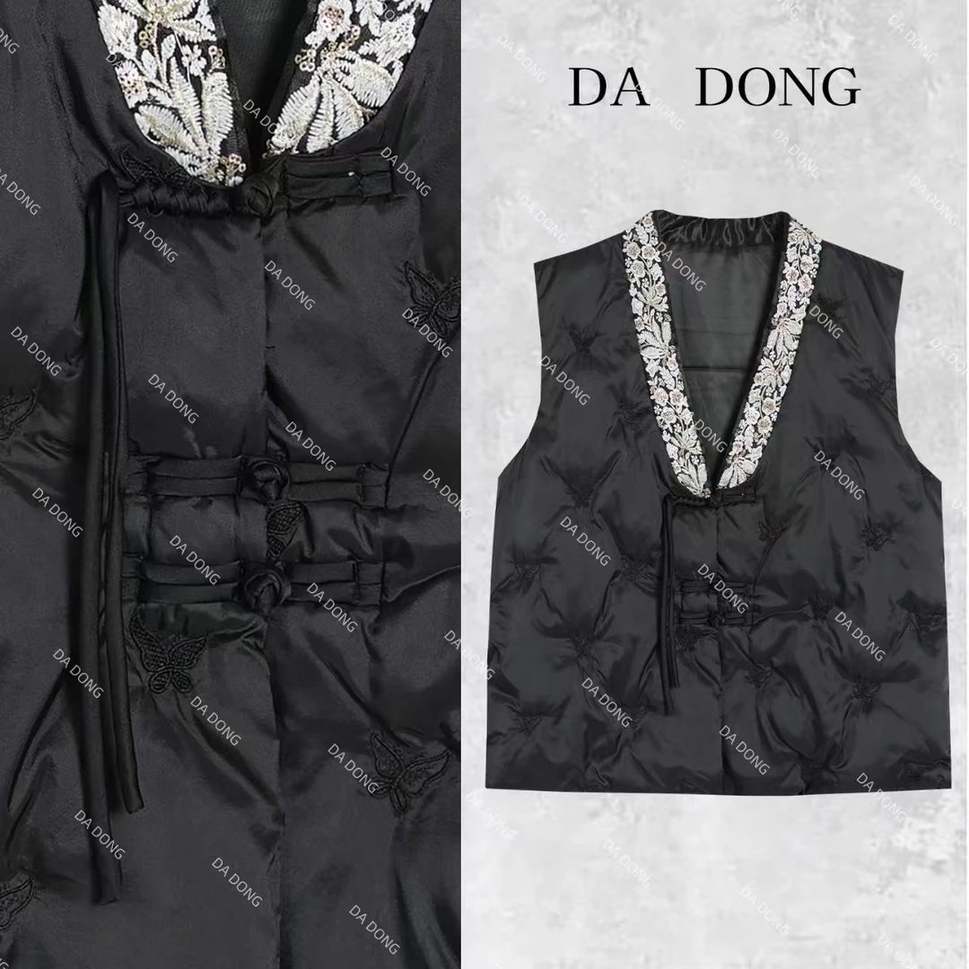 暖阳--新中式国风时尚休闲百搭潮流黑白韩版秋冬轻奢加棉宽松马甲