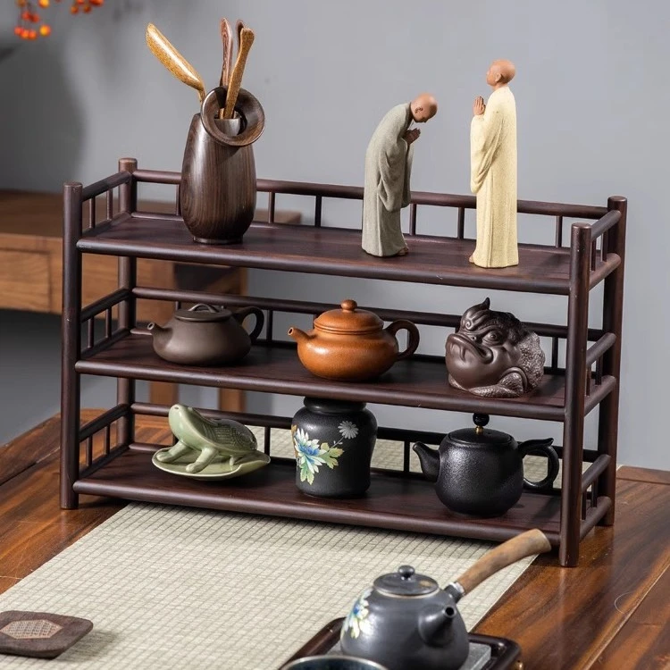 新中式博古架茶具置物架功夫茶杯架子收纳架紫砂壶展示架茶壶摆放