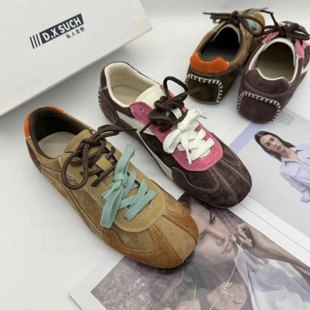 MAX PANDA 真皮平底舒适的德训鞋秋季休闲鞋鞋子潮流