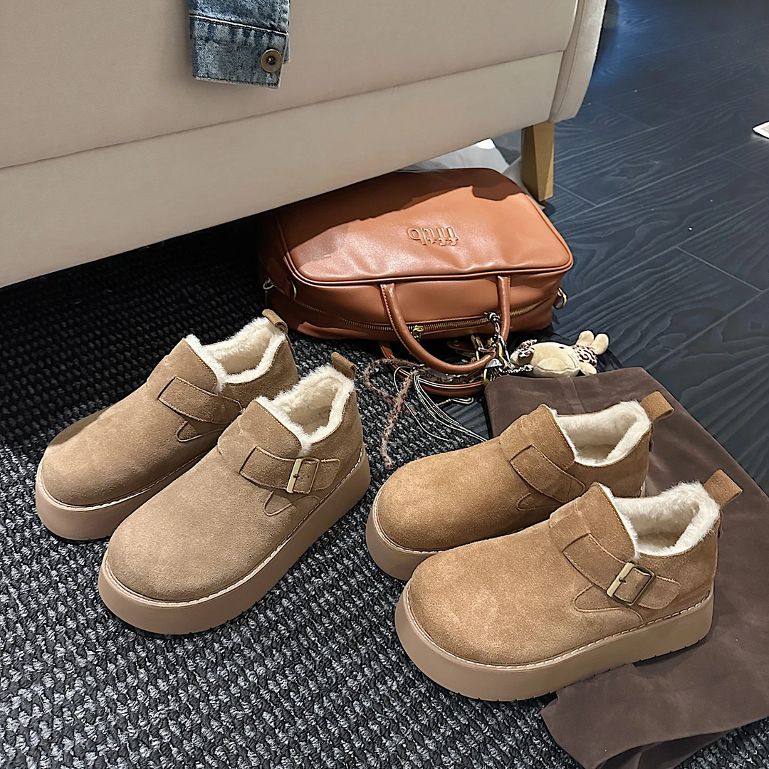 TS勃肯鞋2025秋冬新款厚底增高毛毛一脚蹬懒人加绒勃肯鞋棉鞋