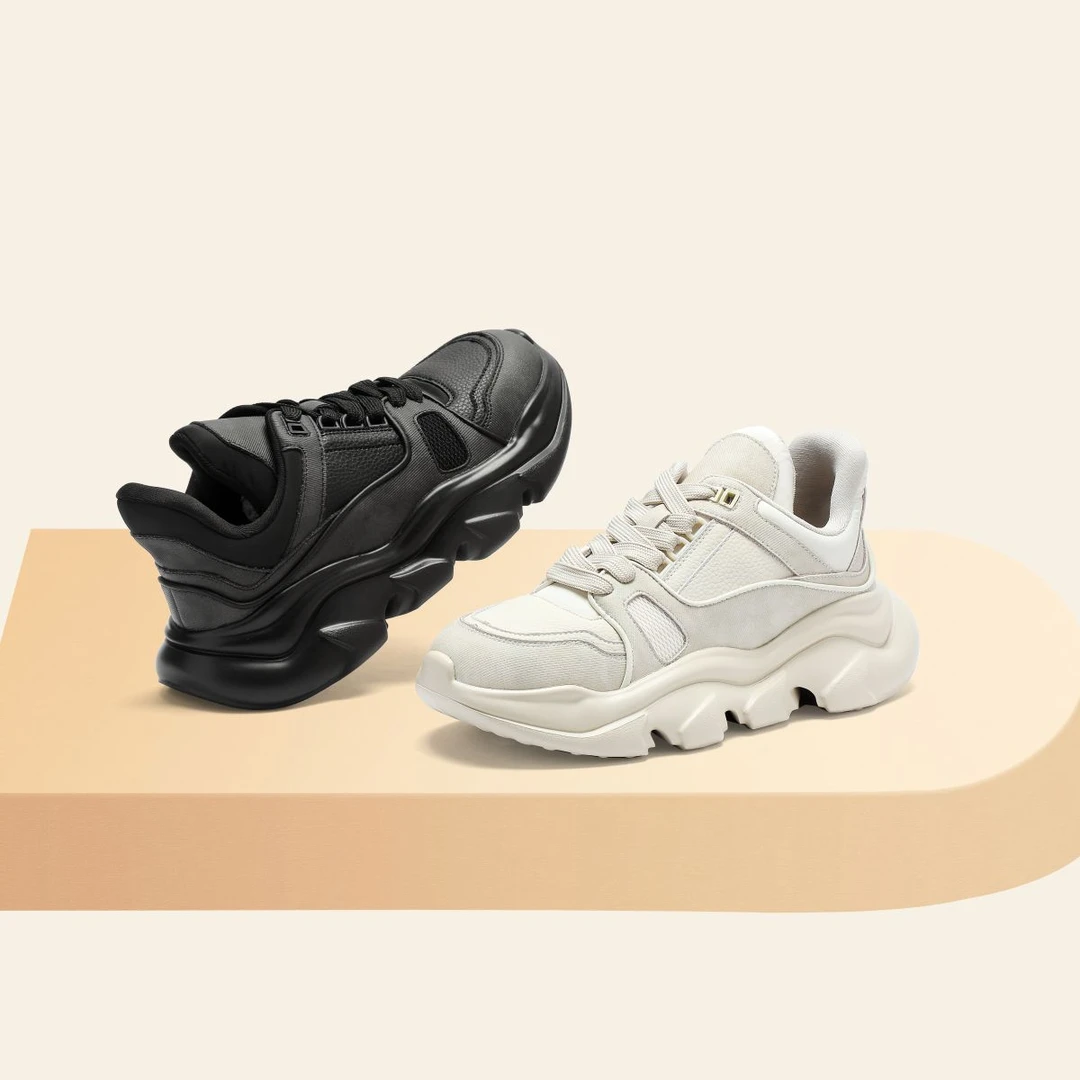 TS/TS简约系带老爹鞋女2023年新款百搭厚底增高休闲鞋显瘦松糕鞋