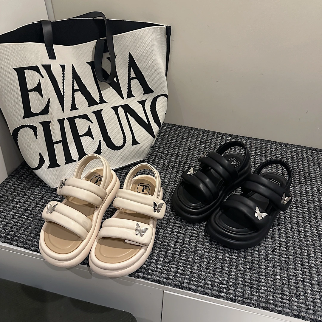 TS/TS时尚魔术贴厚底凉鞋2024新款软底罗马鞋MTB36979