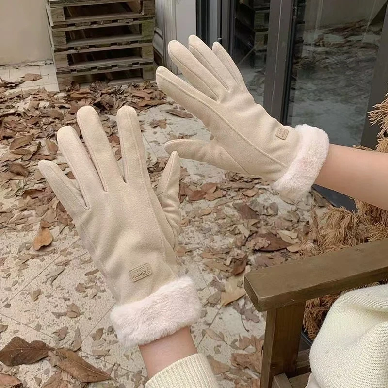 秋冬手套女加绒防寒保暖加厚触屏韩版潮百搭冬天骑行防风触屏手套