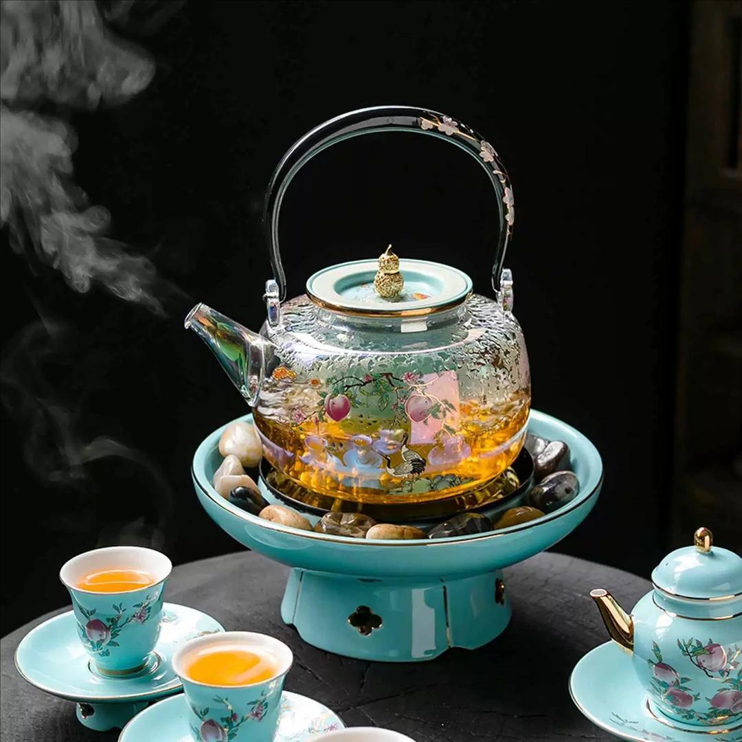 中式围炉煮茶器家用电陶炉玻璃煮茶壶室内烧水茶炉