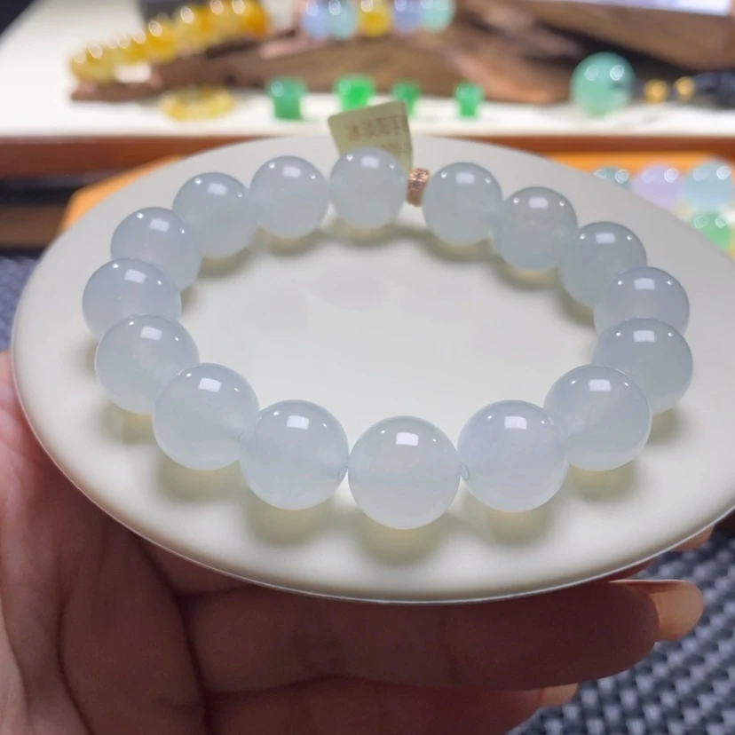 【闪购商品】翡翠手串未镶嵌翡翠冰淡阳底卡12+
