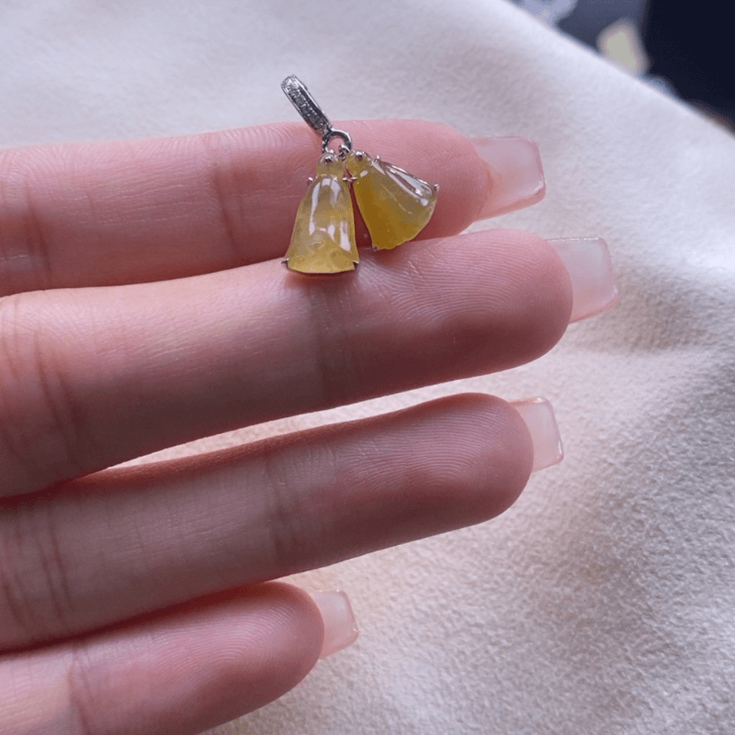 【闪购商品】翡翠颈饰18K金镶嵌冰黄莲蓬吊坠