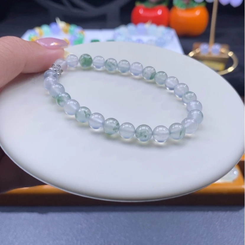 【闪购商品】翡翠手串未镶嵌高冰飘花手串卡6.8