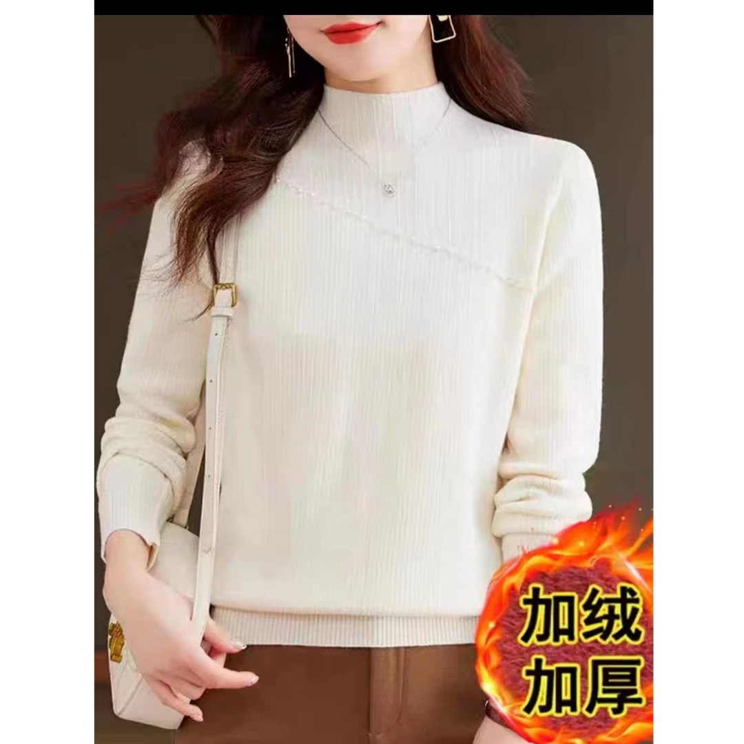 【高端女装】2024新款时尚气质百搭加绒加厚毛衣HJ-1136