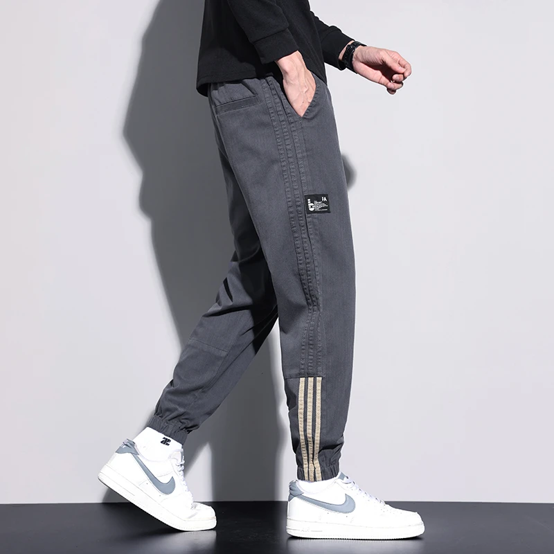 秋冬男士休闲裤宽松哈伦裤潮流百搭时尚新潮工装裤男款束脚裤加绒