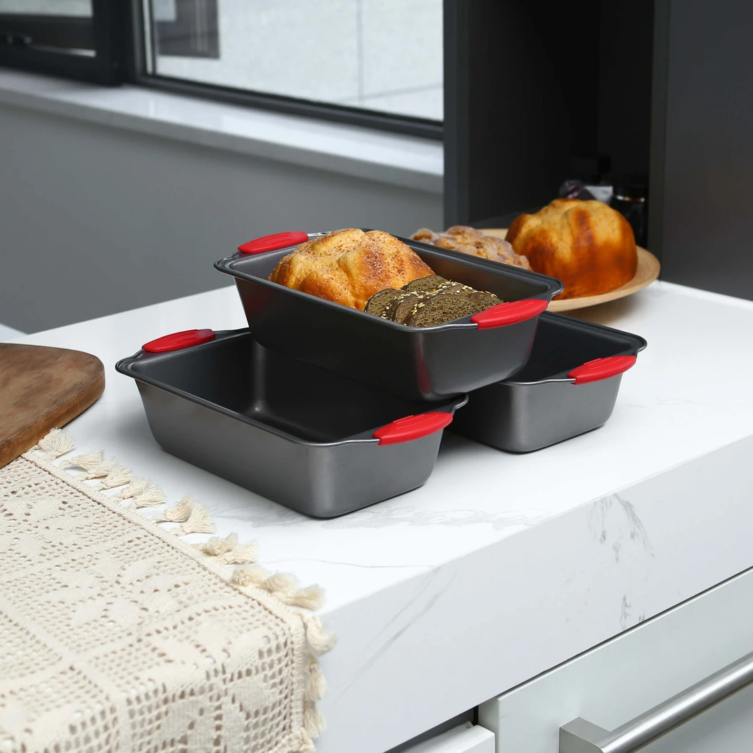 A201#长方形不粘土司盒家用烤箱烘焙面包烤盘2只装