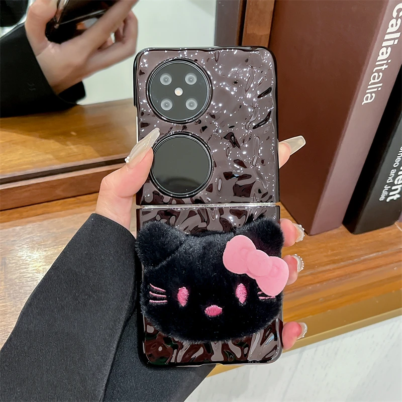 毛绒公仔适用华为p50pocket手机壳pockets折叠pocket 2保护套女款