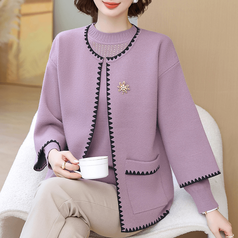 妈妈秋装气质外套新款洋气百搭上衣时尚中老年女简约毛衣春秋