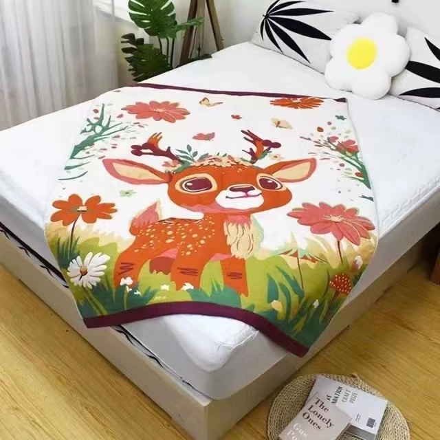 （1.5*2m)森林小鹿纯棉十层面包被亲肤透气好看柔软