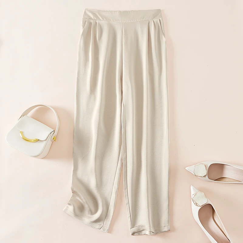 043【苏念】夏新款时尚中年妈妈高腰拼接宽松小脚裤显瘦百搭女裤