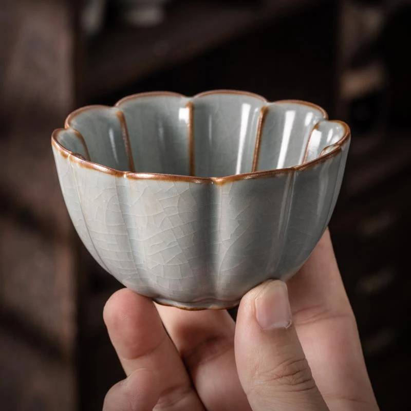 汝窑开片可养主人纯手工建盏茶具杯子陶瓷功夫茶杯品茗杯大号单杯